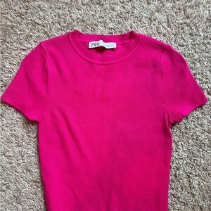 Zara Fuchsia Crew Neck Top